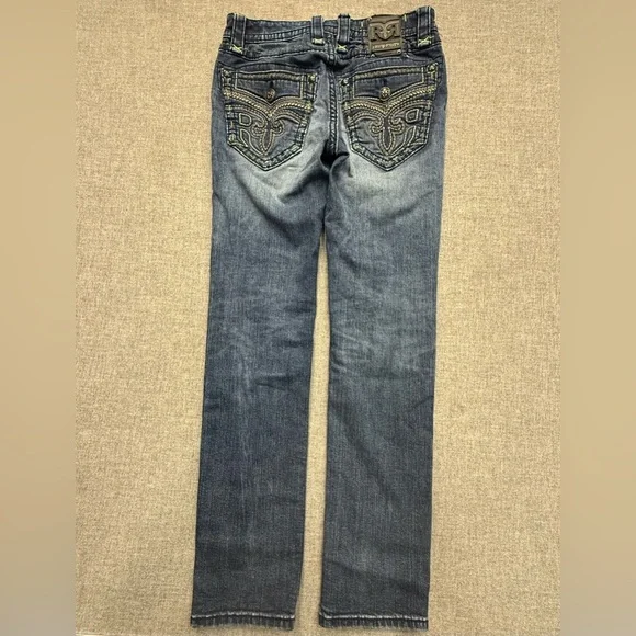 Men’s Rock Revival Dark Blue Straight Jeans - Picture 2 of 12